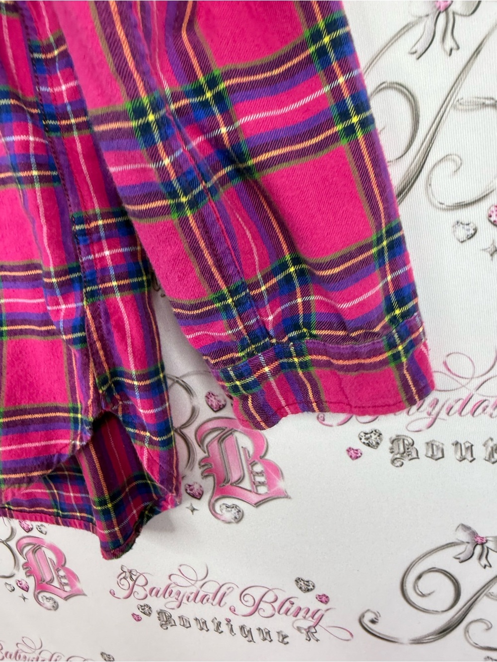 Abercrombie & Fitch Hot Pink Plaid Flannel Shirt - Picture 7 of 10